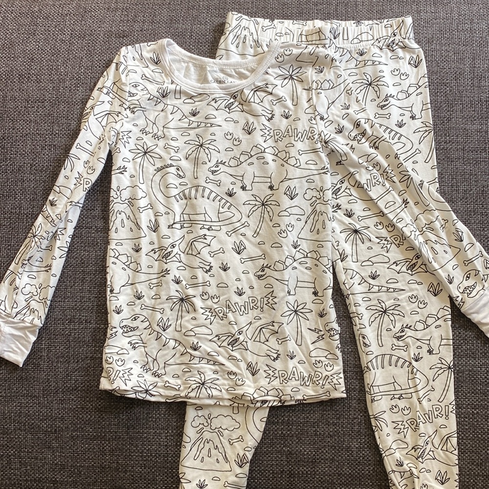 🦖 NWOT Cayden Lane All Color Me Pajama Prints 2 Piece PJ Set Jurassic Playground